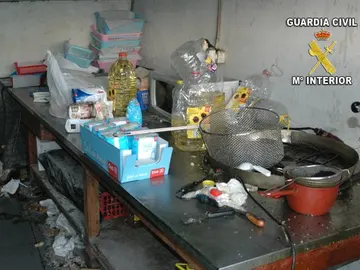 En la mesa de elaboración había restos de raticidas y heces de roedores En la mesa de elaboración había restos de raticidas y heces de roedores