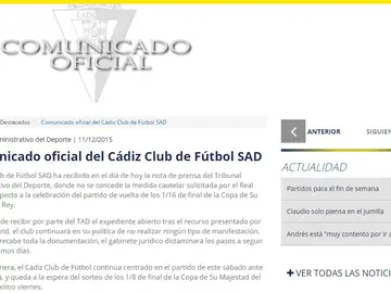 Comunicado oficial del Cádiz CF Comunicado oficial del Cádiz CF