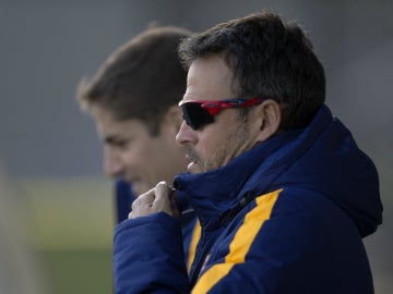 Luis Enrique, durante el entrenamiento del Barcelona