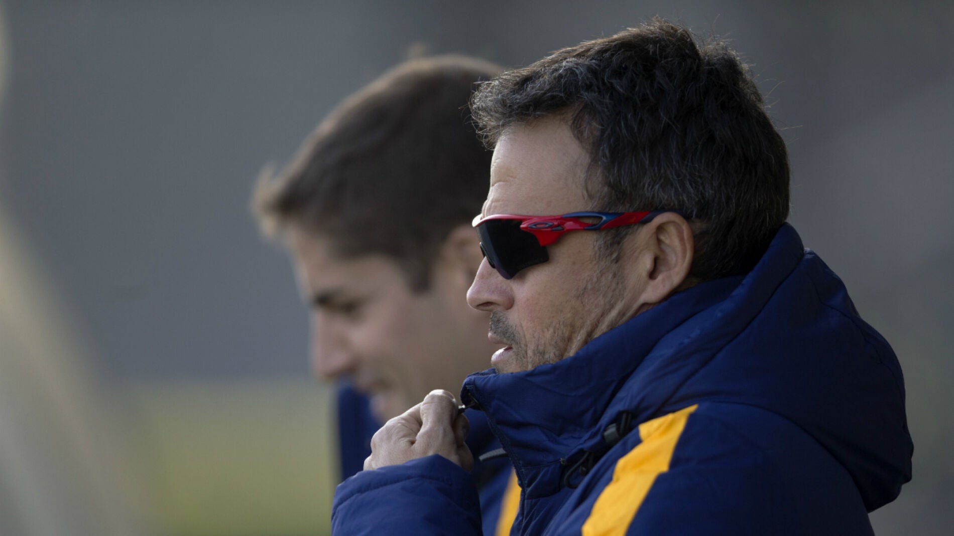 Luis Enrique, durante el entrenamiento del Barcelona