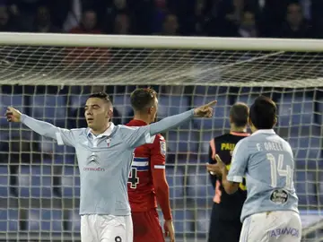 Iago Aspas celebra su gol contra el Espanyol Iago Aspas celebra su gol contra el Espanyol
