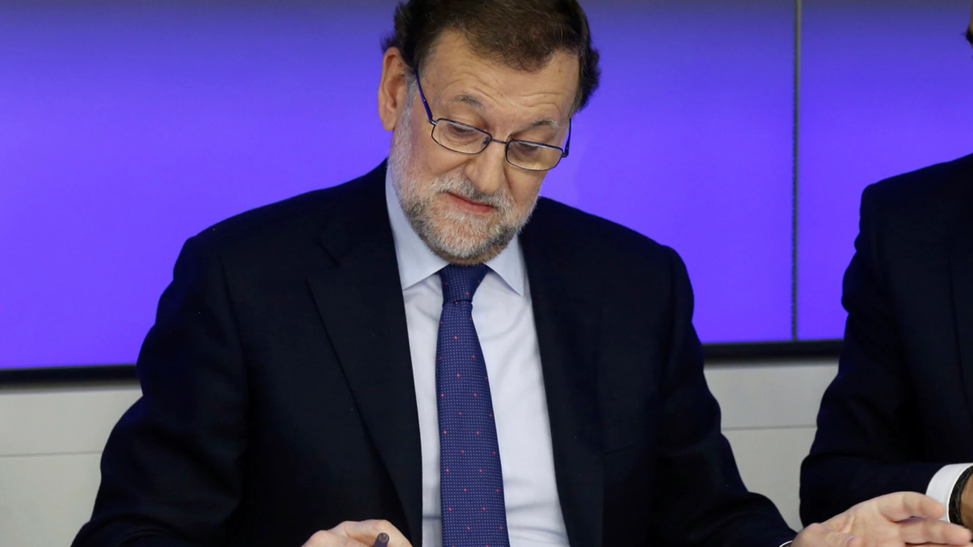 Mariano Rajoy en la reunión con la dirección