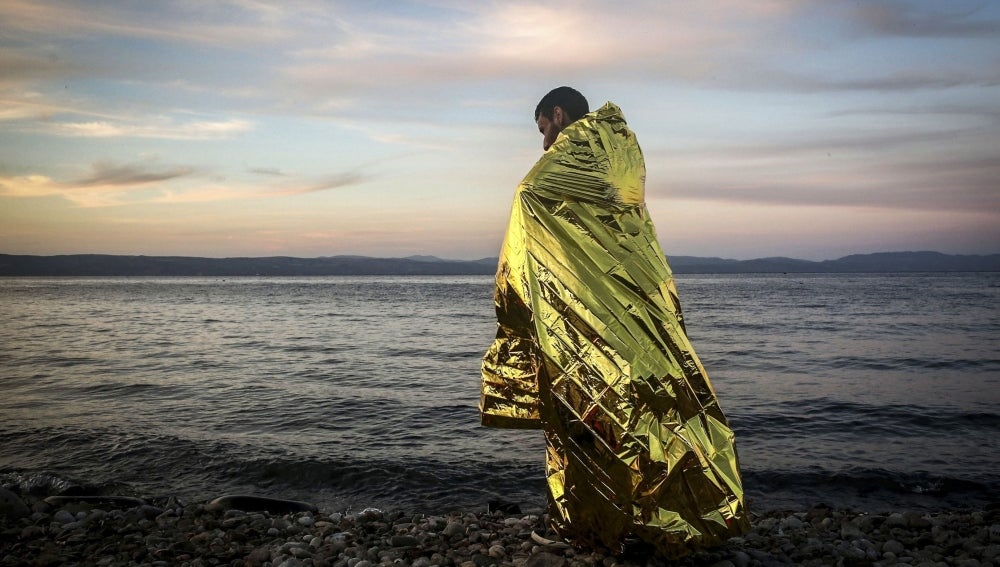 Refugiado en la isla de Lesbos