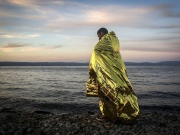 Refugiado en la isla de Lesbos