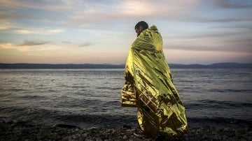 Refugiado en la isla de Lesbos