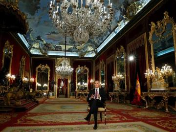 Felipe VI, durante el Menaje de Navidad en el Palacio Real