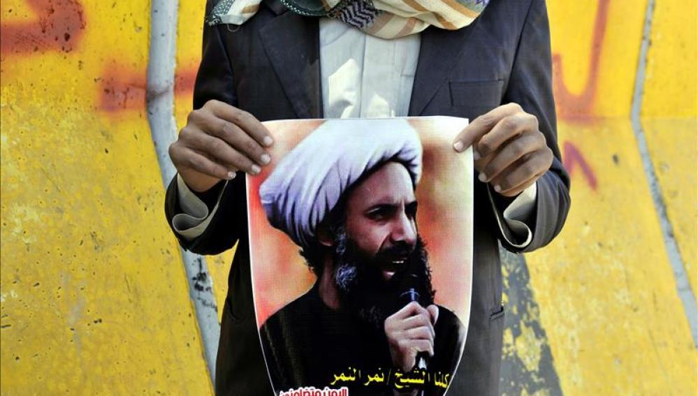 Imagen de una fotografía del clérigo y dirigente chií, Nimr Baqir al Nimr