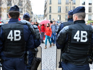 La Policía francesa durante una manifestación en París