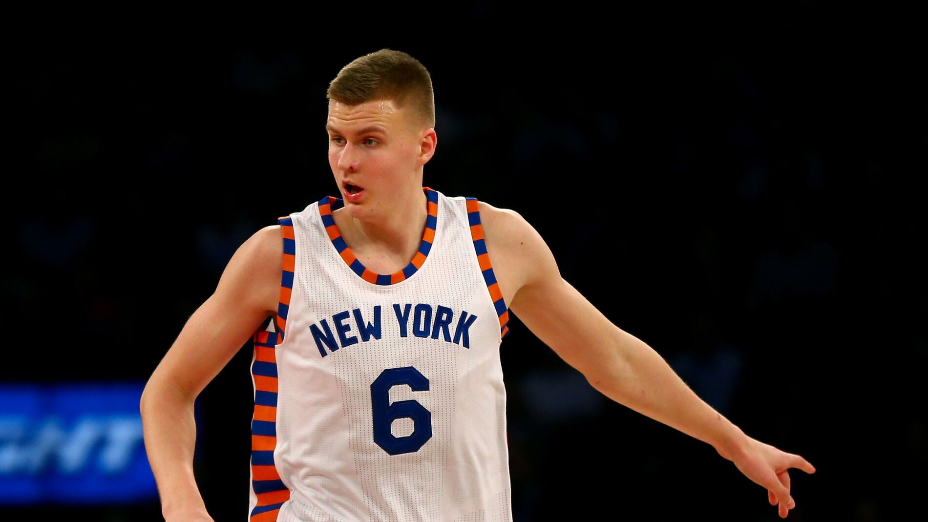 Porzingis, durante el partido con los New York Knicks