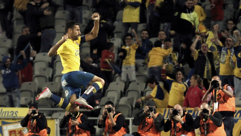 David García celebra el 3-2 definitivo ante el Eibar