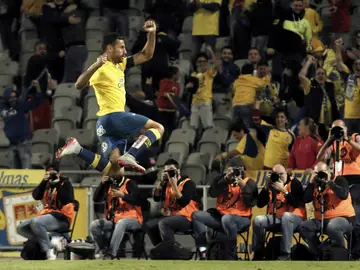 David García celebra el 3-2 definitivo ante el Eibar David García celebra el 3-2 definitivo ante el Eibar