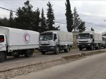 Varios convoyes cargados con ayuda humanitaria se dirigen a Madaya Varios convoyes cargados con ayuda humanitaria se dirigen a Madaya