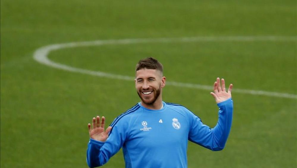 Sergio Ramos, durante un entrenamiento con el Real Madrid