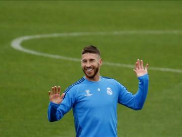 Sergio Ramos, durante un entrenamiento con el Real Madrid