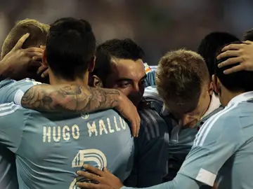 Los jugadores del Celta festejan un tanto Los jugadores del Celta festejan un tanto