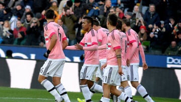 Los jugadores de la Juventus celebran un gol frente a la Sampdoria