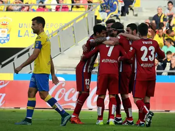 El Atlético celebra un gol ante Las Palmas El Atlético celebra un gol ante Las Palmas