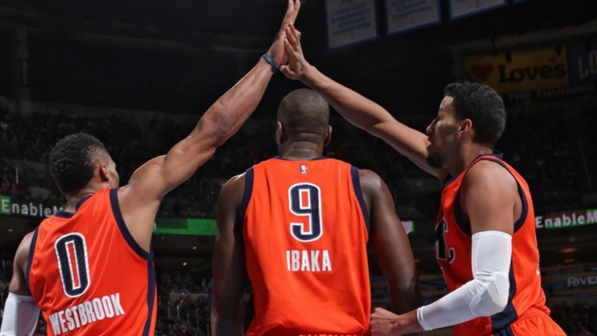 Ibaka y Westbrook, en el partido ante los Heat