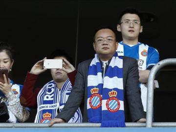 Chen Yansheng en un partido del RCD Espanyol