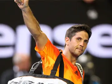 Verdasco tras ganar a Nadal y pasar a la segunda ronda del Open de Australia. Verdasco tras ganar a Nadal y pasar a la segunda ronda del Open de Australia.