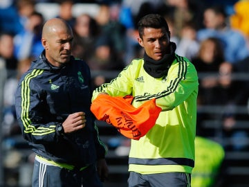 Zidane y Cristiano Ronaldo, durante un entrenamiento