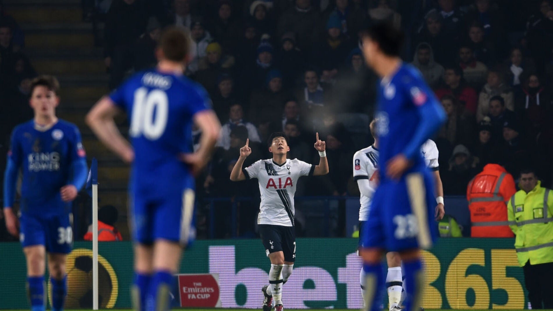Son Heung-Min celebra un gol ante el Leicester