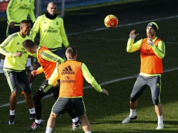 Ramos, en el entrenamiento en Valdebebas