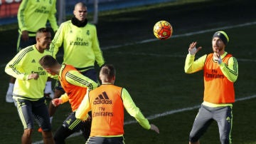 Ramos, en el entrenamiento en Valdebebas