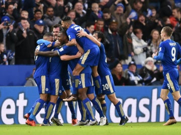 El Leicester City celebra un gol