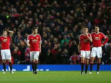 Jugadores del Manchester United, cabizbajos Jugadores del Manchester United, cabizbajos