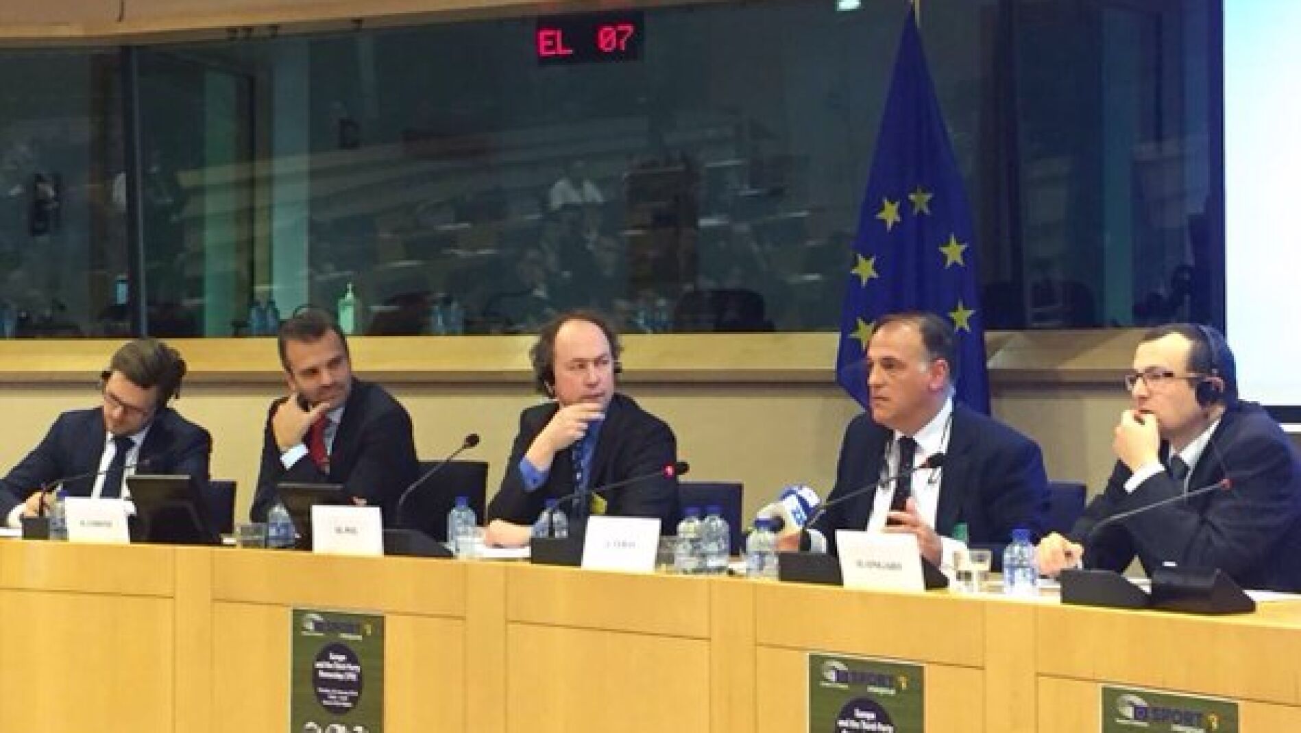 Javier Tebas, en el Parlamento Europeo