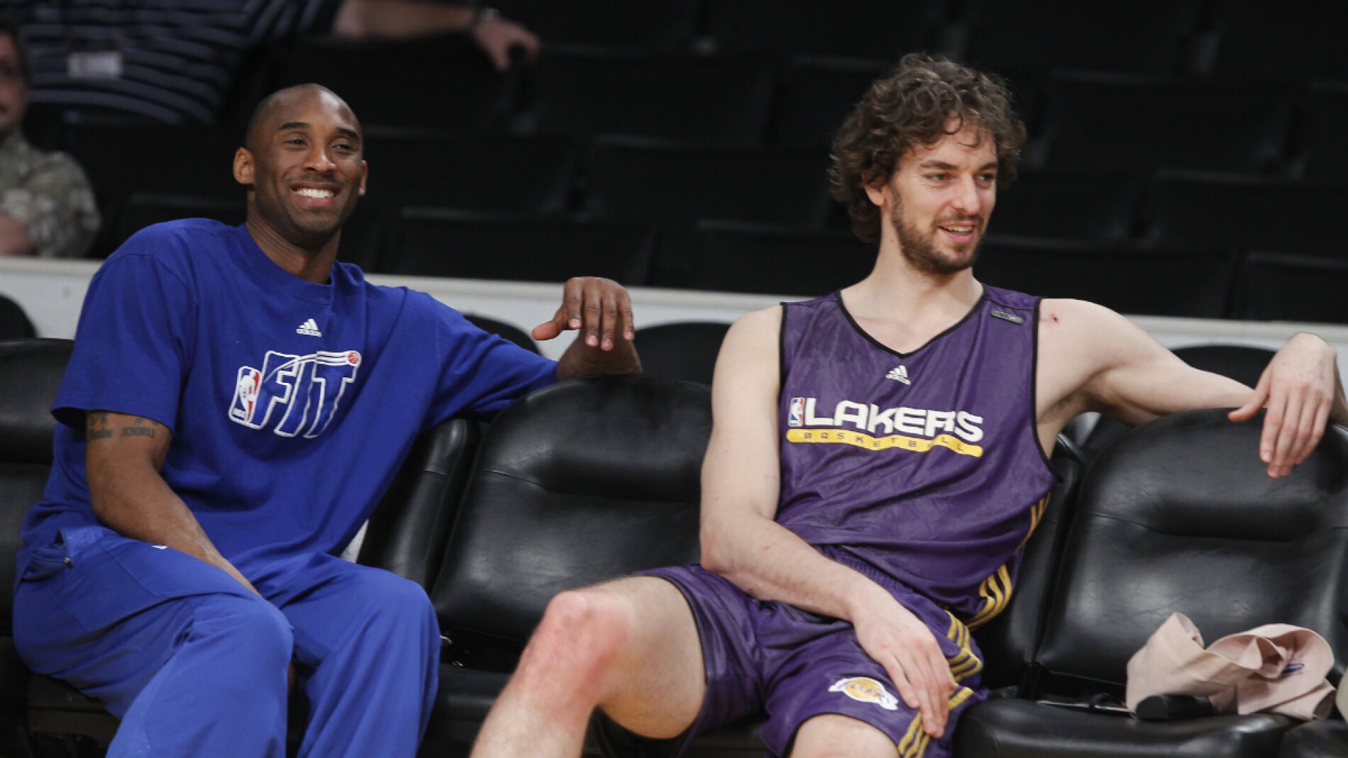 Kobe Bryant y Pau Gasol, en un entrenamiento de Los Angeles Lakers
