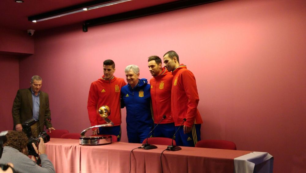 Carlos Ortiz, José Venancio, Juanjo y Fernandao, durante la rueda de prensa