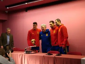 Carlos Ortiz, José Venancio, Juanjo y Fernandao, durante la rueda de prensa Carlos Ortiz, José Venancio, Juanjo y Fernandao, durante la rueda de prensa