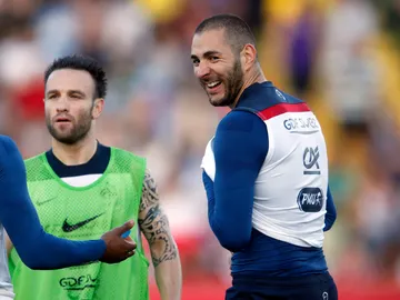 Benzema y Valbuena en una concentración de la selección francesa Benzema y Valbuena en una concentración de la selección francesa