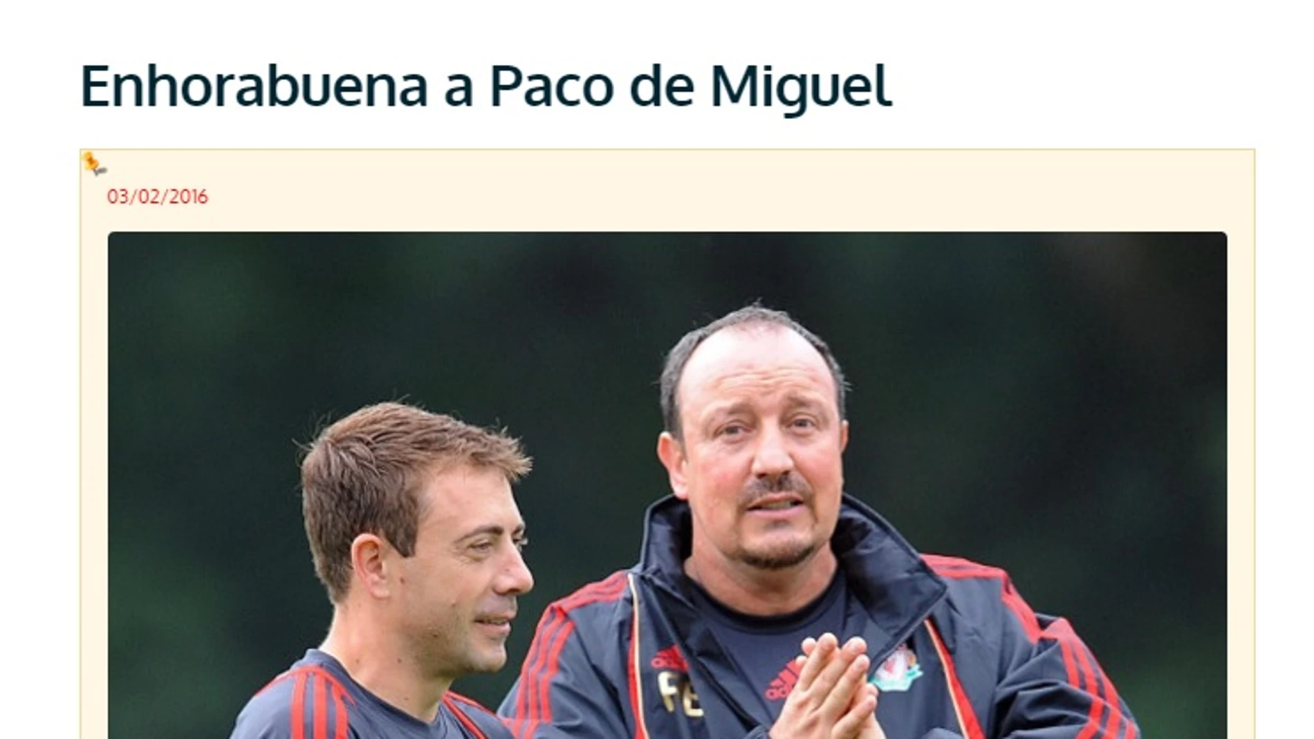 La entrada del blog de Rafa Benítez La entrada del blog de Rafa Benítez