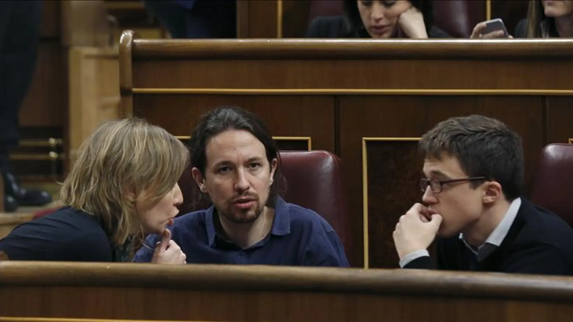 Tania Sánchez, Pablo Iglesias e Íñigo Errejón en el Congreso Tania Sánchez, Pablo Iglesias e Íñigo Errejón en el Congreso