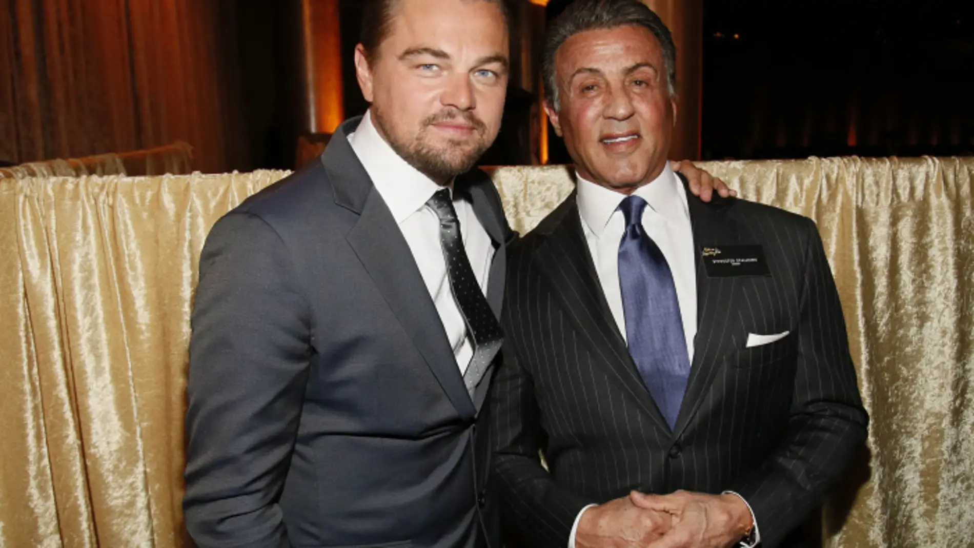 Leonardo DiCaprio y Sylvester Stallone en el almuerzo de nominados