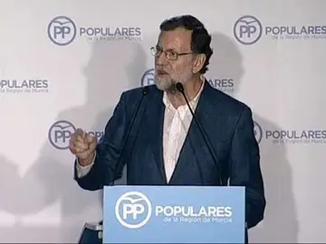Mariano Rajoy, durante su intervención en Murcia Mariano Rajoy, durante su intervención en Murcia