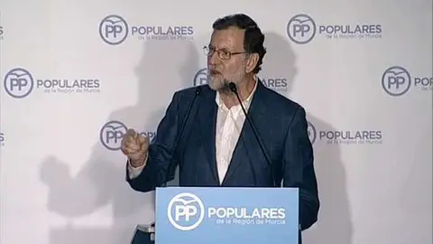 Mariano Rajoy, durante su intervención en Murcia Mariano Rajoy, durante su intervención en Murcia