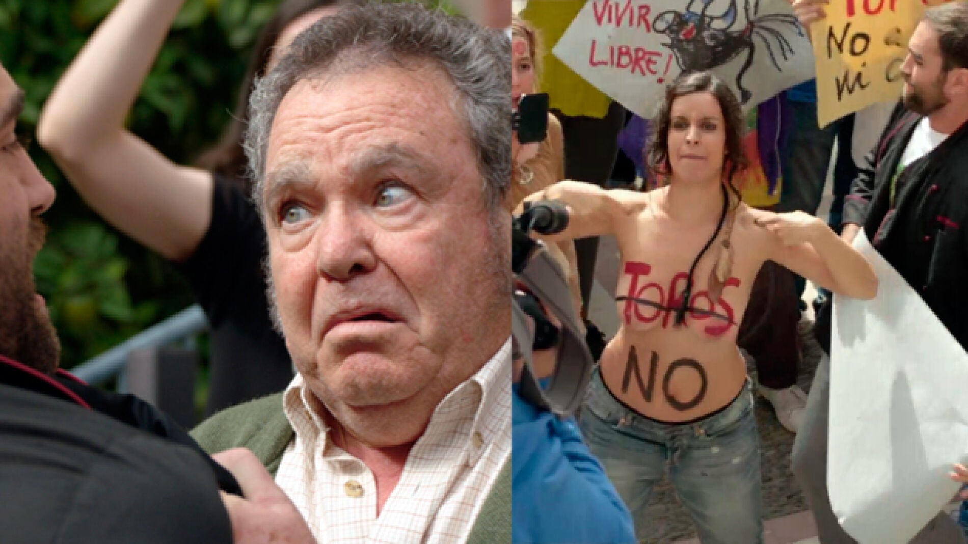 Elena se desnuda y Antonio conoce a su yerno en la manifestaci&oacute;n ante la cl&iacute;nica