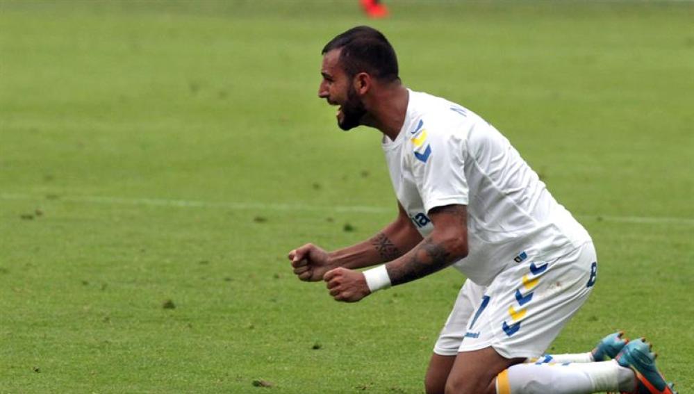 Nauzet Alemán, durante un partido con Las Palmas
