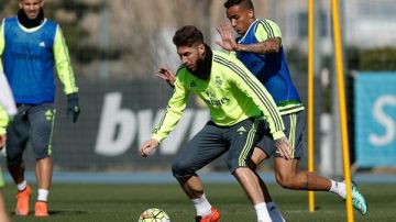 Sergio Ramos, en el entrenamiento del Real Madrid