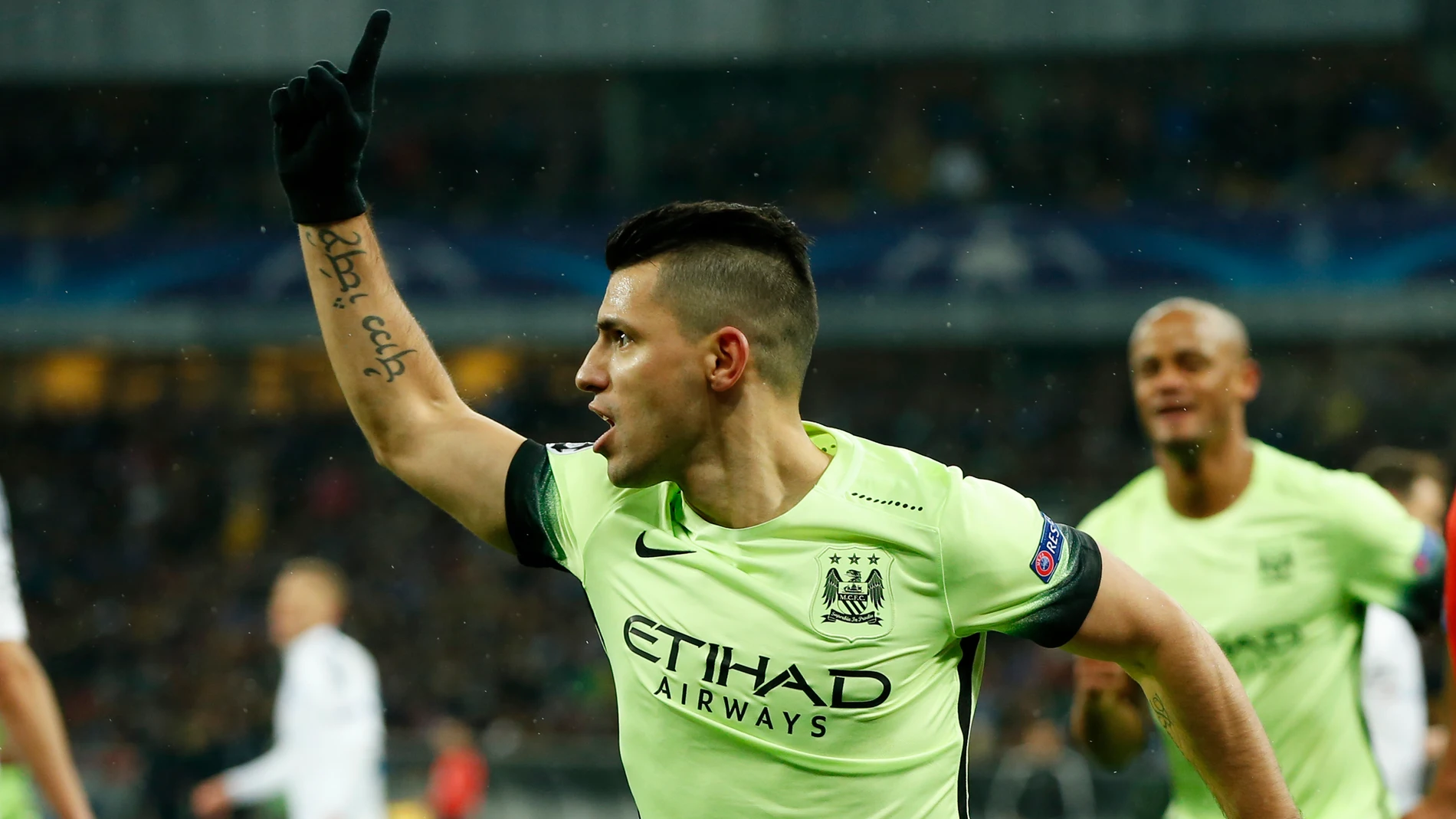Agüero celebra su gol ante el Dinamo de Kiev Agüero celebra su gol ante el Dinamo de Kiev