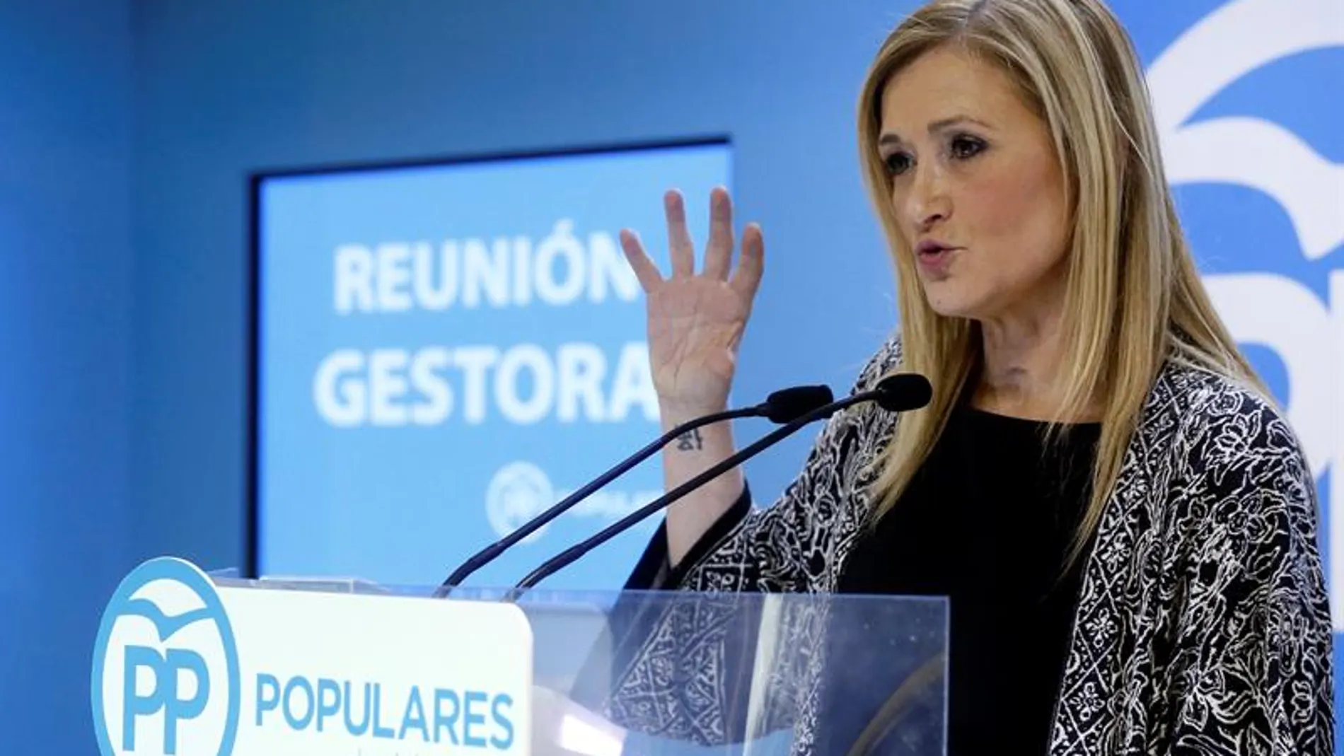 Cristina Cifuentes, durante un acto en la sede del PP Cristina Cifuentes, durante un acto en la sede del PP