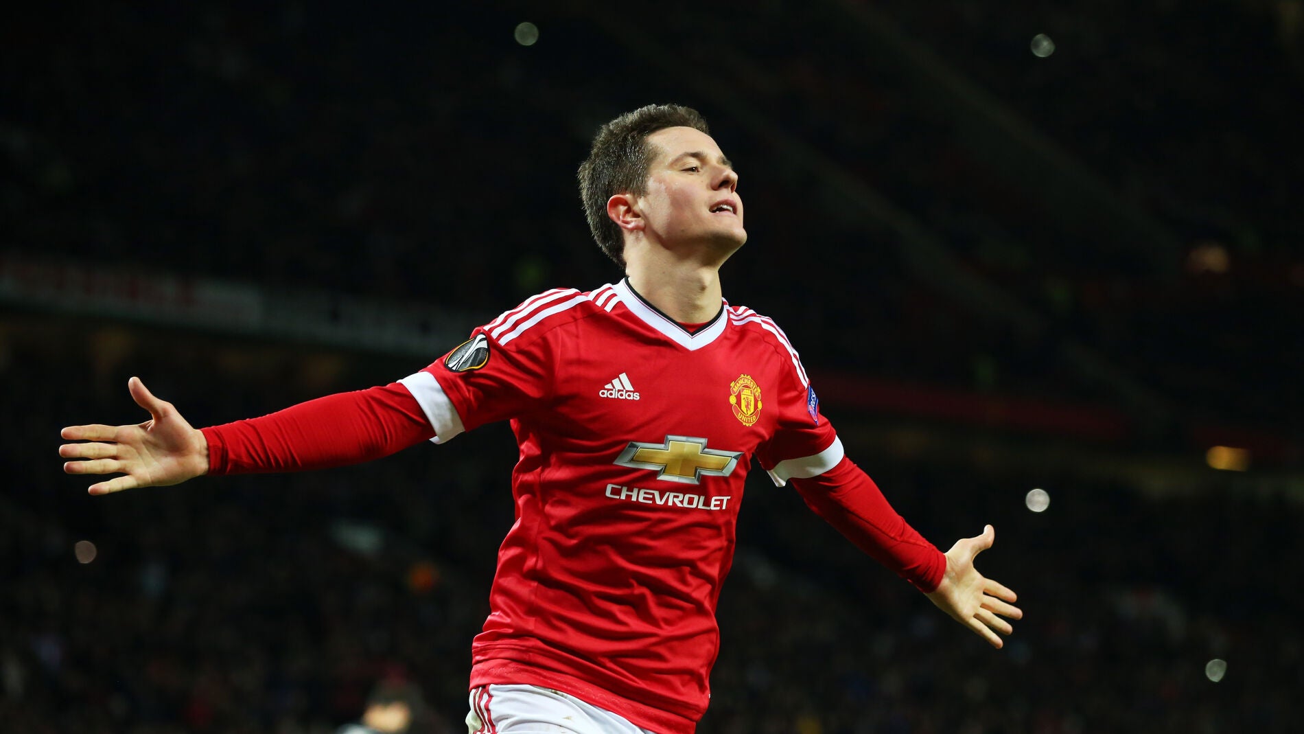 Ander Herrera celebra un gol con el Manchester United
