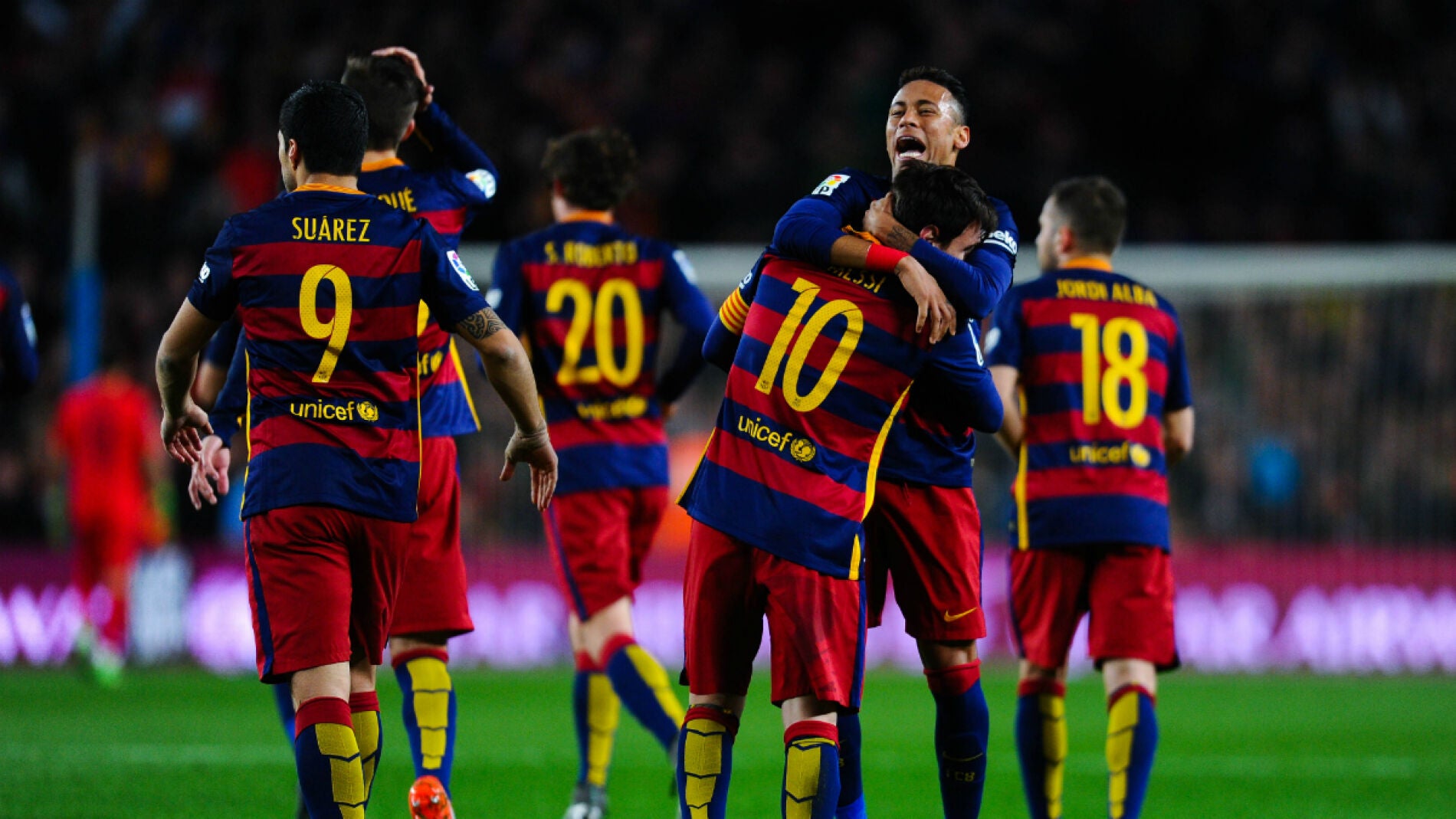 El Barcelona celebra un gol