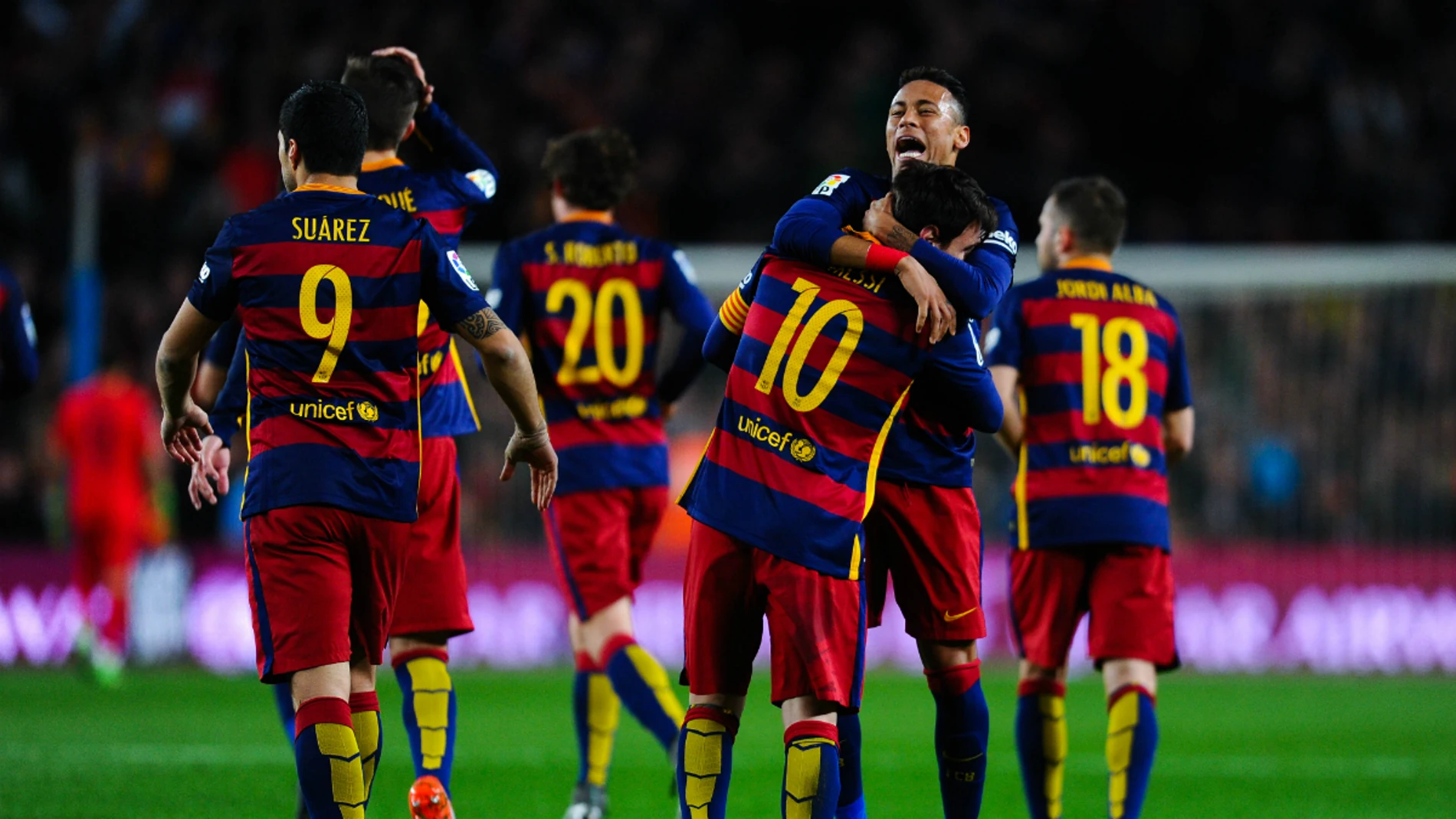 El Barcelona celebra un gol El Barcelona celebra un gol