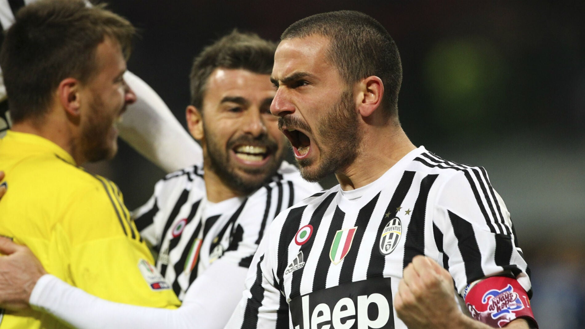 Bonucci celebra el pase a la final de la Copa de Italia de la Juventus
