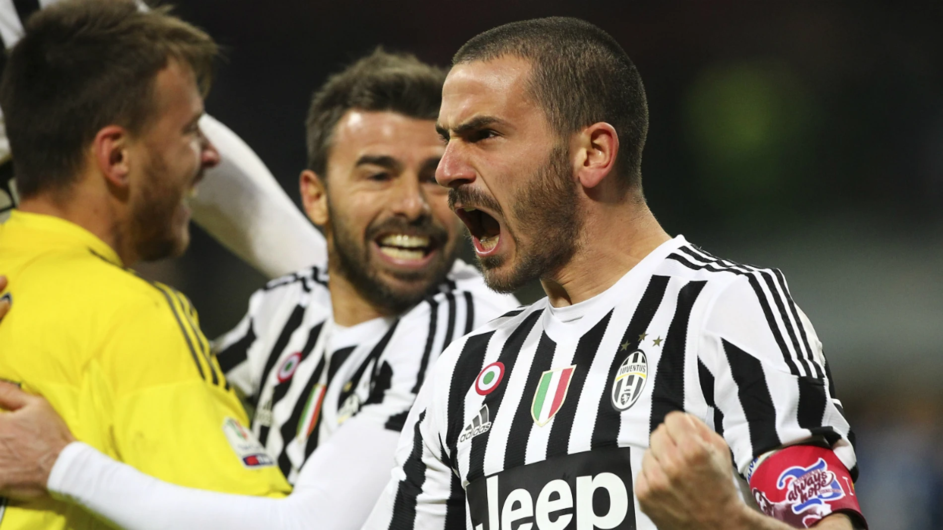 Bonucci celebra el pase a la final de la Copa de Italia de la Juventus Bonucci celebra el pase a la final de la Copa de Italia de la Juventus